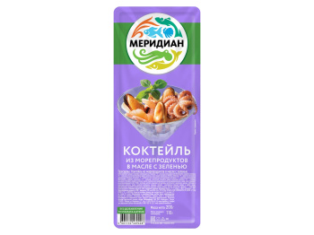 Коктейль Меридиан из морепродуктов в масле с зеленью