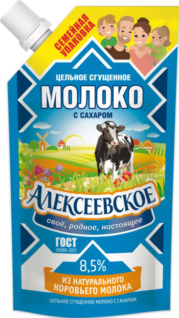 Молоко сгущенное "Алексеевское" цельное с сахаром 8.5%, 650г