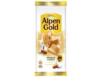 Шоколад "Alpen Gold" белый, миндаль-кокос, 80 гр.