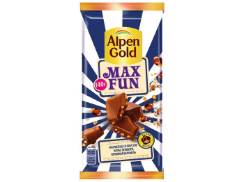 Шоколад Alpen Gold Max Fun Кола-попкорн-карамель, 140 гр.