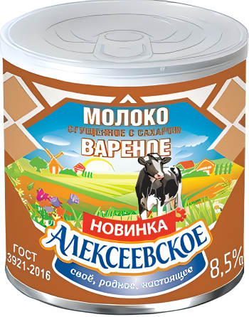 Молоко сгущенное "Алексеевское" вареное с сахаром 8.5%, 360г